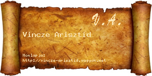 Vincze Arisztid névjegykártya